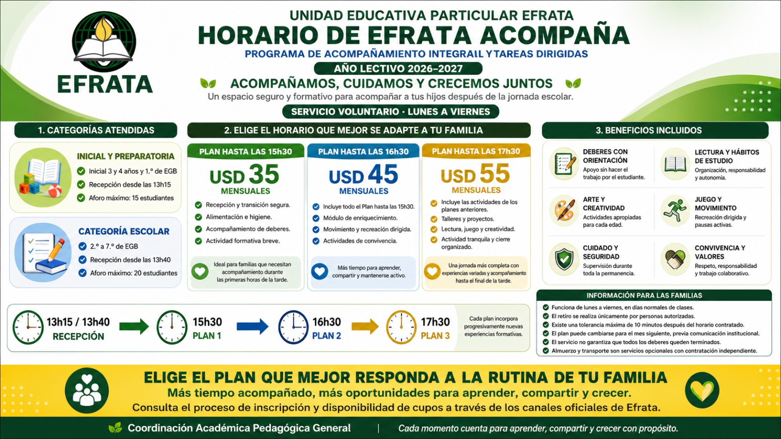 Horario del programa Efrata Acompaña 2026-2027
